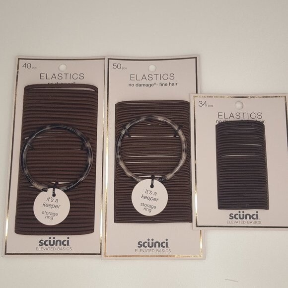 Scunci Brown Hair Elastics Variety SET NEW - Picture 1 of 4